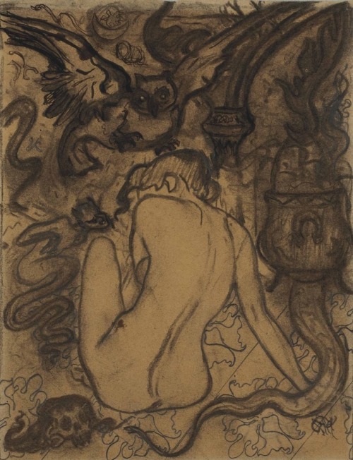 Paul-Elie Ranson (1861-1909), Nu Avant La Messe Noire, C.1892-93. Ink, Ink Wash, Charcoal And Pencil