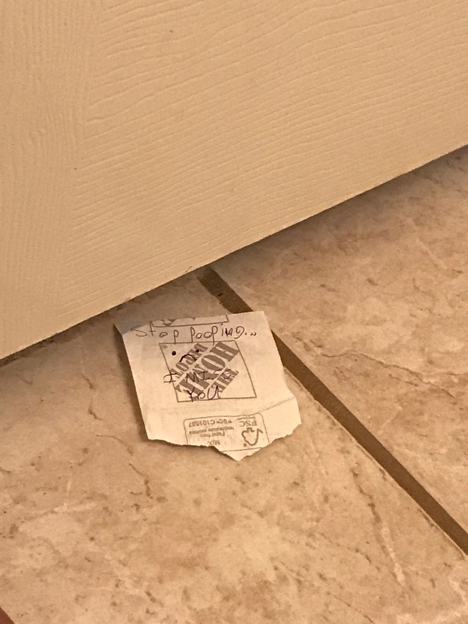My boyfriend just slid this under the goddamn door oh my god