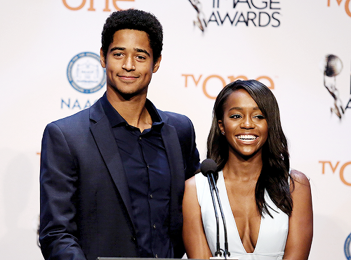 ikonicgif:  Alfie Enoch and Aja Naomi King at the 46th NAACP Image Awards Press Conference at The Pa