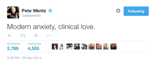 Sex guyliner-appreciation:  pete: *tweets lyrics* pictures