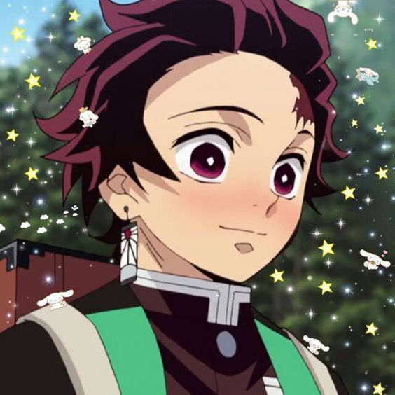 Kimetsu no Yaiba, Kamado Tanjiro, sword, demon, Demon face, fire, forest,  trees, anime, Anime screenshot, anime boys, blood, uniform, earring, night