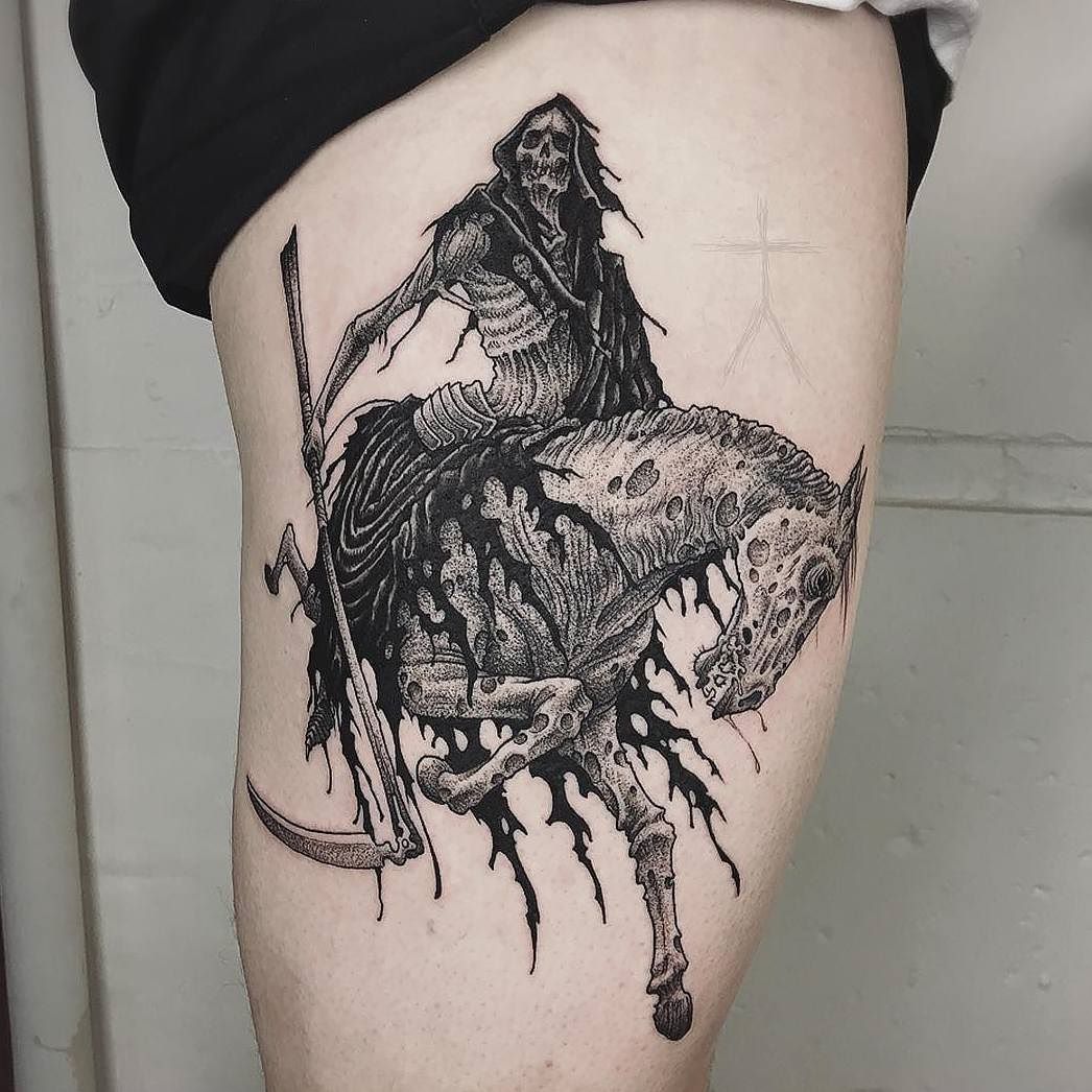 A PALE HORSE NAMED DEATH  Oh Snap Just came across this amazing tattoo A  sleeve dedicated to the cover of Lay My Soul To Waste Tattoo By Cigla in  Cologne Germany