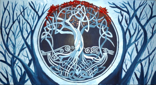 wormholepaintings:Wooden chest painted with acrylics, inspired to The Secret of Kells (aand a little