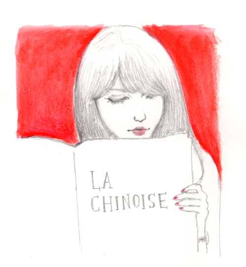 drawing of anne wiazemsky in ‘La chinoise’. i like her protruding lip.wrote about her im