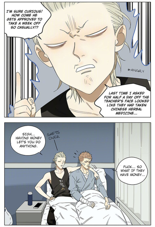 “Good night, Don’t Close Mountain.” ****this part was originally in English alreadyOld Xian update of [19 Days] translated by Yaoi-BLCD. Join us on the yaoi-blcd scanlation team discord chatroom  or 19 days fan chatroom!Previously, 1-54 with art/