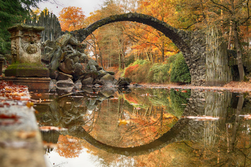 culturenlifestyle:Germany’s 19th Century ‘Devil’s Bridge’ Reflection Draws a Perfect Bridge In The