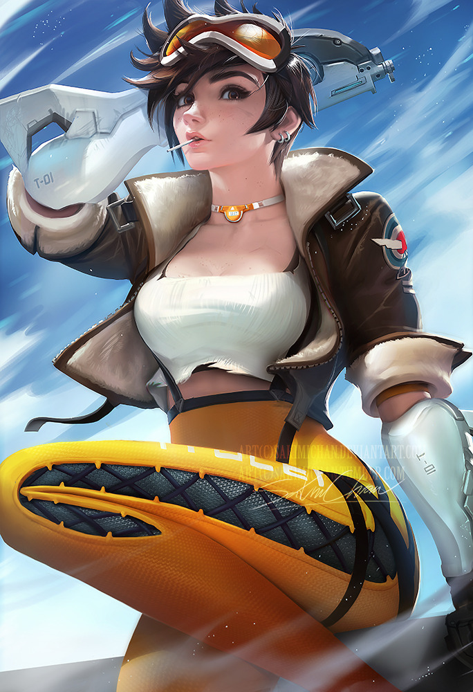 thecyberwolf:  Overwatch - Dva &amp; TracerCreated by Yue Wang (Sakimichan)/Find