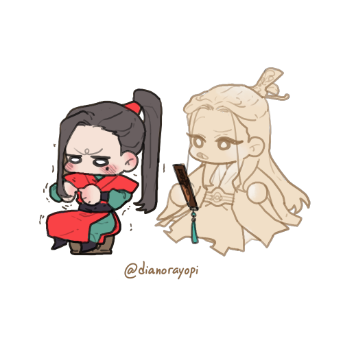 dianorayopi: Liu qingge: ff..fo … for you. Shen jiu: you … thank you? (the second husband may be in 