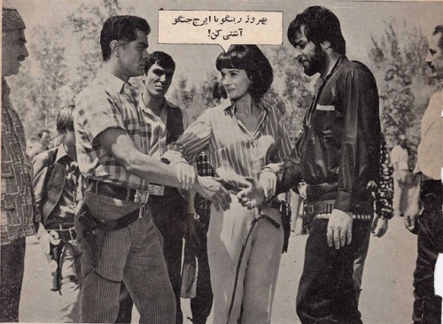 Behrouz Vossoughi, Marlene Schmidt &amp; Iraj Ghaderi in 1969 Iranian western &ldquo;Dasht-e