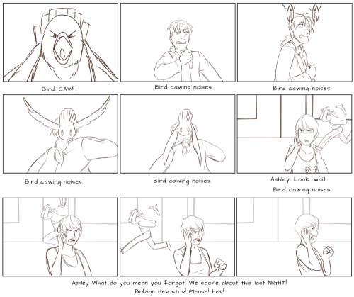 zannyblogging: Birds Here’s my second storyboard, this took 4 days. Also Bobby has no luck it 