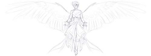 WIP sketch of an Aasimar circle of stars druid I’ve been wanting to make!Their name is The Astronome
