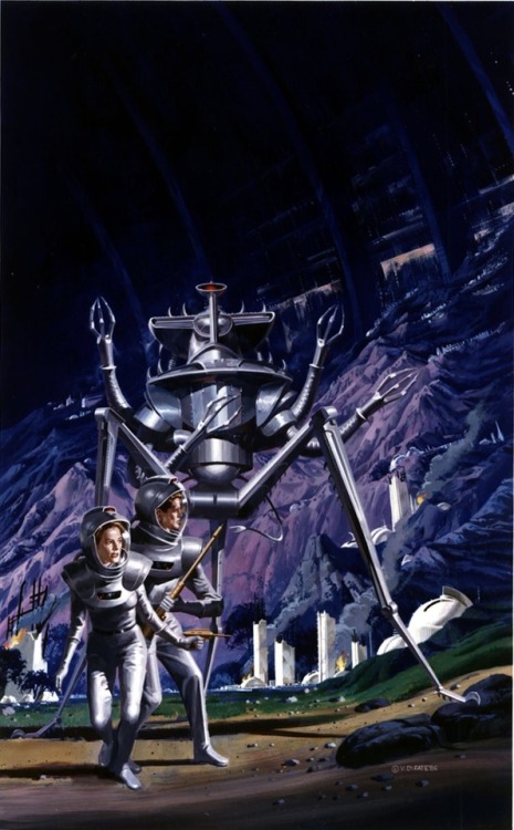 Art by science fiction and fantasy illustrator Vincent di Fate, which captures that pulpy but sinist