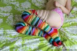 bdsmgeekshop: Rainbow thigh highs and 4mm