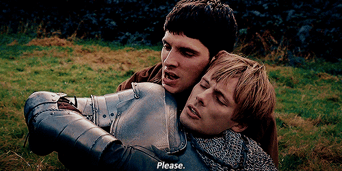 colinmorganshair:Their faces here, their heads touching together… Merlin leaning his cheek against A