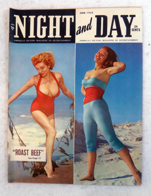 NIGHT AND DAY Magazine June 1955 ARLINE HUNTER & JOAN GARRIS Cover Photos // Buy It Now: $29.95