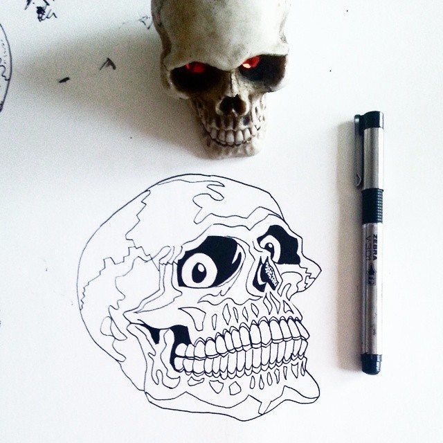 Another skull, potentially going on my leg. This zebra pen is the cheapest fountain