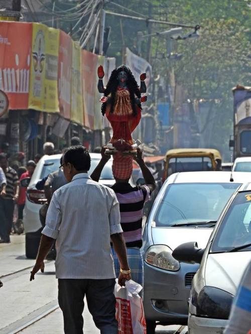 Deity of Kali for Kali puja, modern and vintage version, Kolkata, Bengal