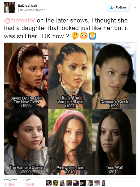 nevaehtyler:She looks 18 yo…Black truly don’t crack. She’s played a teenager