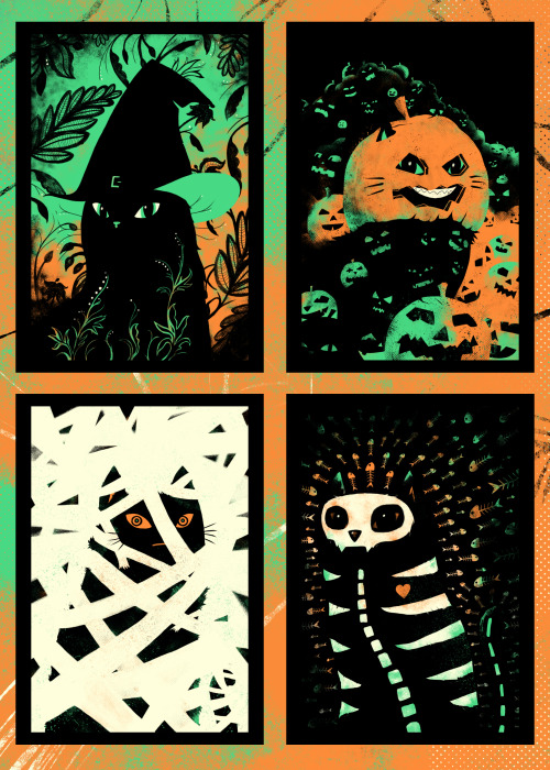 Saturday is Caturday, and if you&rsquo;d like some spooky cats in your life (and on your wall), thes