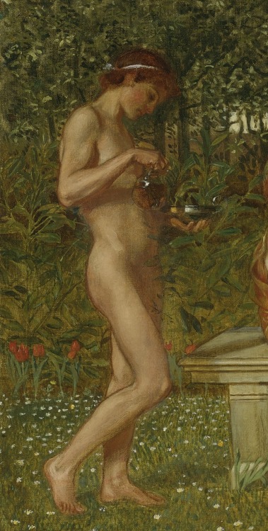 colourthysoul:Albert Joseph Moore - The Marble Seat (detail)