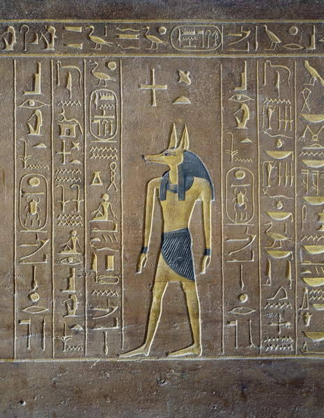 egypt-museum:Relief of AnubisThe jackal-headed Anubis, god of embalming and the dead,