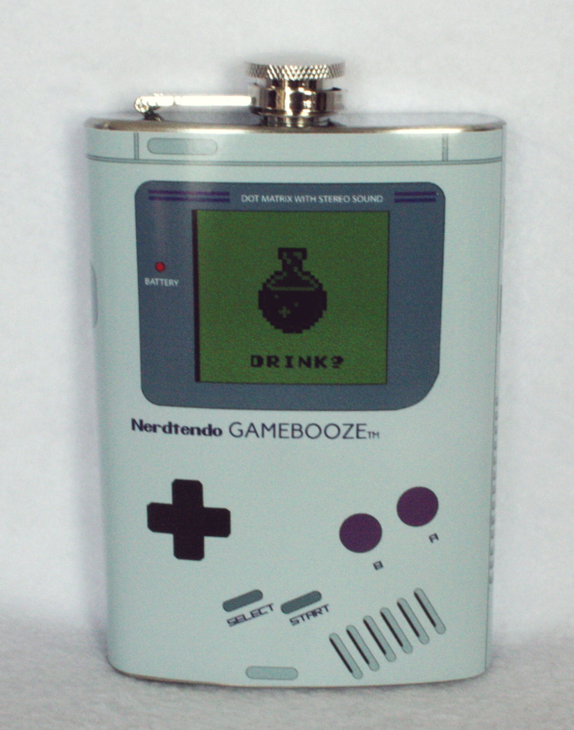 gamefreaksnz:  Nerdtendo Gamebooze: Nintendo Game Boy inspired flask (8oz) 