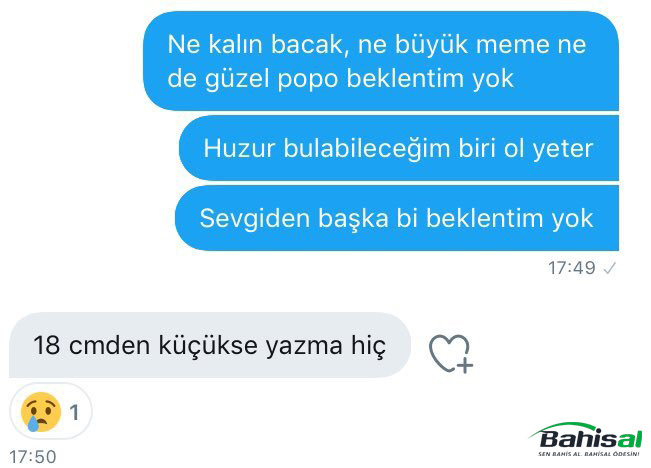 18 cmden küçükse yazma hiç...