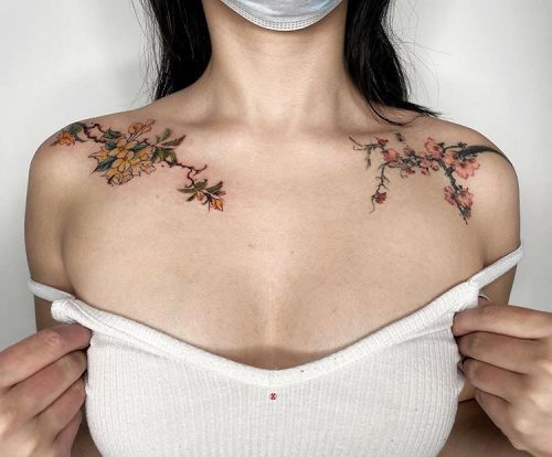 ig: jiang_tattooer chest;flower;splatter