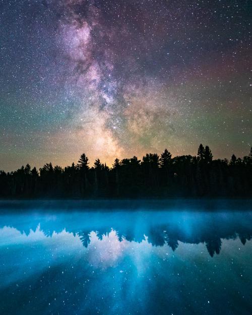 amazinglybeautifulphotography:  Milky Way and “Lake Smoke” in Northern Minnesota [OC] [2262x2827] - Author: VincentLedvina on reddit