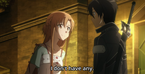 incorrectsaoquotes:Asuna: Do you wanna come upfor a coffee?Kirito: I don’t drink coffee.Asuna: I don