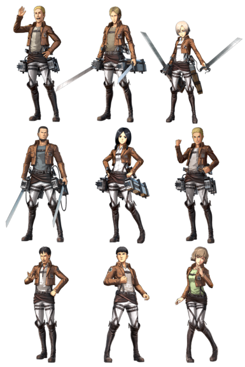 snknews: All Playable Characters for KOEI TECMO’s Shingeki no Kyojin 2 (2018) Video Game KOEI TECMO’s upcoming Shingeki no Kyojin 2 video game has continued to reveal its playable characters! The long list thus far includes: Eren, Mikasa, Armin, Levi,