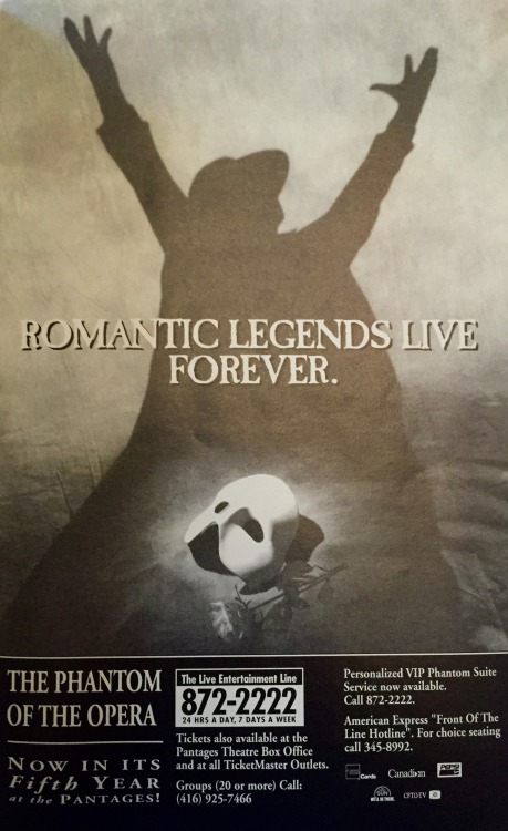 torontophantom:Romantic Legends Live Forever Ticket advertisement, ca. 1994 Advertisement for tick