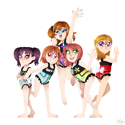 everafter-ashley:Love Live but make the cyber costumes into swimsuits for summer