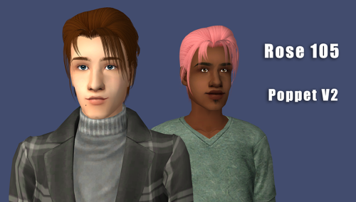 Requested Rose 105 hair retexture in Poppet V2 naturals and unnaturals (+ wixii’s mint). Child