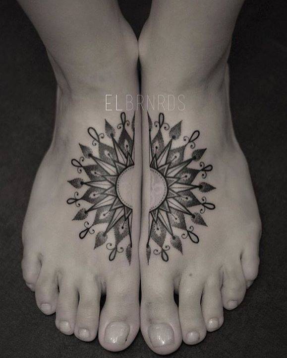 Matching half mandala tattoos on both feet. Tattoo... - Official Tumblr  page for Tattoofilter for Men and Women