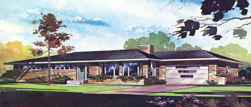 vintagehomeplans:United States, c. 1960: No. 9540A design which is basically a complete three-bedroo