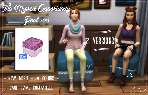As promised, a new beanbag for your sims !It is part of The Missed Opportunity community pack, but I