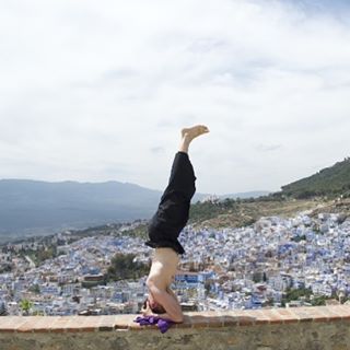 Chefchauen headstand practice&hellip; Four #yoga #yocalm #travel #morocco #blue #city #chefchaou