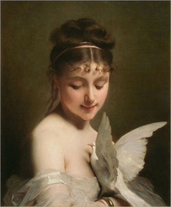 artbeautypaintings:  Young woman with a dove - Charles Chaplin 