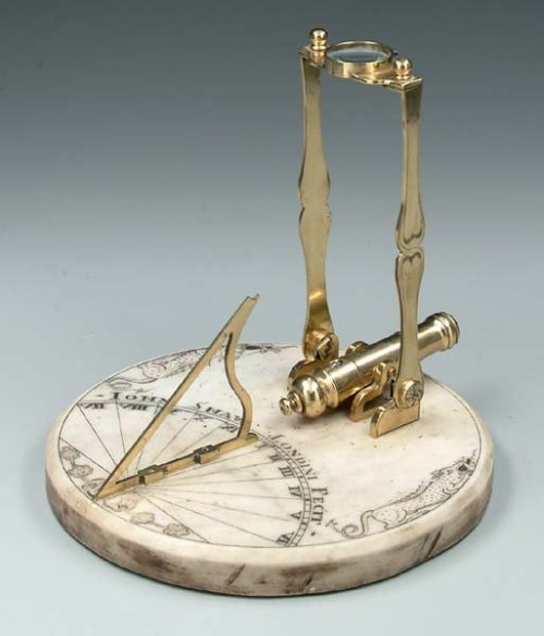 Early 19th century noon sundial cannon.The cannon was loaded with a charge of gunpowder.  At noon th