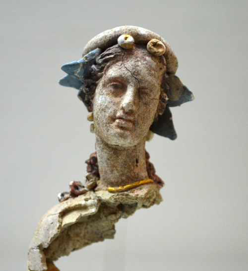 greek-museums:Archaeological Museum of Chania:Teracotta figurine of a woman, which preserves its bri