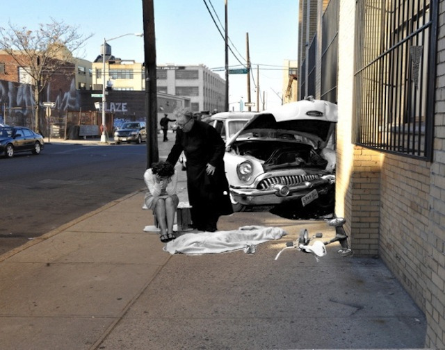 fer1972:  Crime Scenes blended into the actual NY Streets by Mark Hermann 