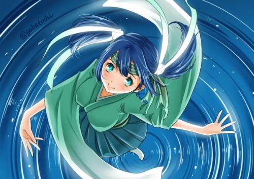nofuncat:  お題「秋雲 蒼龍 由良」 水面に あおい花 やっと原稿終ったので久しぶりに参加できました #艦これ版深夜の真剣お絵描き60分一本勝負 http://t.co/GgDlAWgG3v