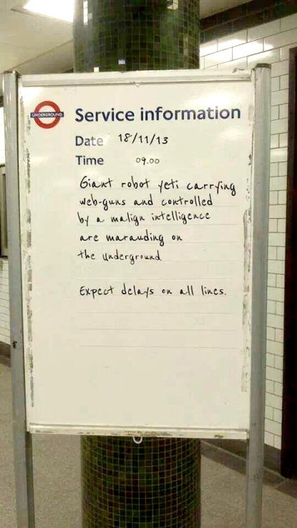 redkilt: zagreussits: angelophile: As spotted on the Underground this morning. God love the chaps at