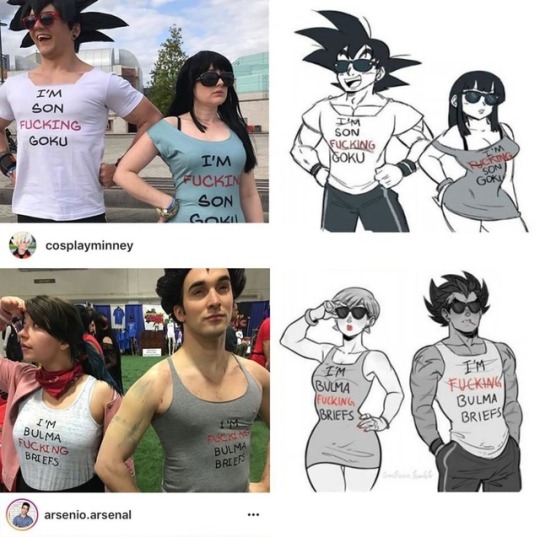 urbanowa: fullmoonlunacy:   @lem0uro Rep Squad all day!   Goku and Chichi are CosplayMinney and NomesCosplay Vegeta and Bulma are my girlfriend and I.    And @funsexydragonball   *grins*