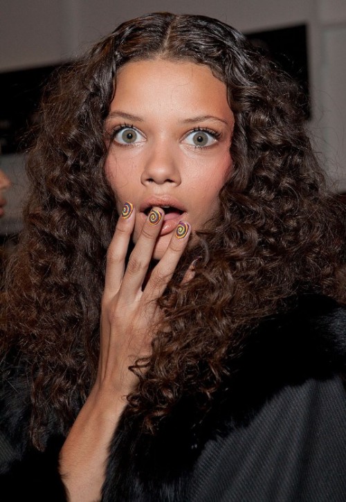 Girl with curly natural black hair