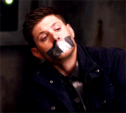 supernatural-tardis:  Dean + Gagged and Tied up  “You give a girl all sorts of nasty ideas.” 