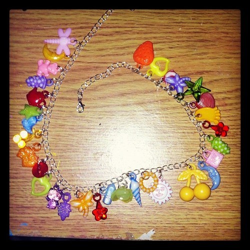 A little something I made tonight :) #handmade #necklace #cute #charms #parrisfevrier #colourful #je