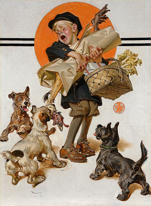 J.C. LEYENDECKERBarking Up The Wrong Turkey - The Saturday Evening PostOil on Canvas