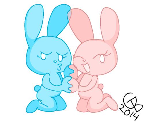 Marshmallow/Cotton Candy Bunnies Ive been drawing a lot of male on male lately. Now for some ladies.